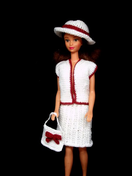 4-teiliges Kostüm für Barbie  tunesisch gehäkelt
