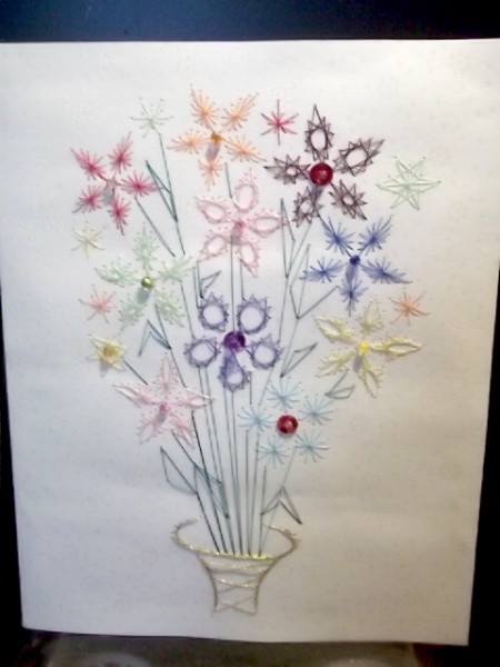 Fadengrafik Blumenstrauß