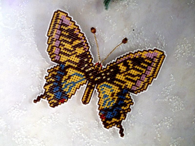 braun- gelber Schmetterling in Plastik canvas