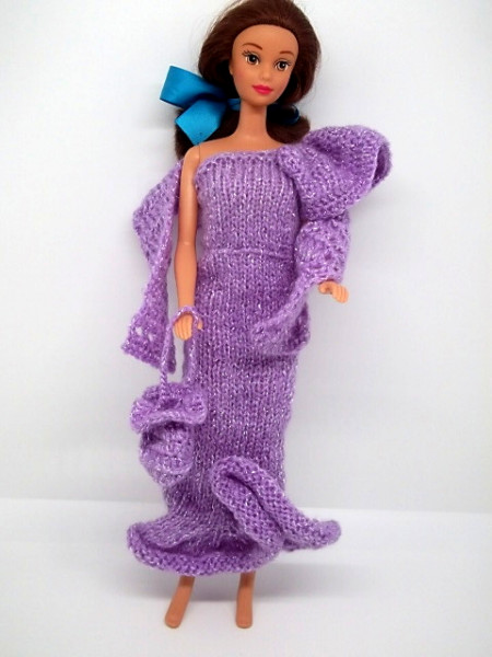 lila Strickabendkleid für Barbie