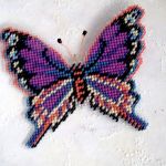 Lila-blau-schwarzer Schmetterling in Plastik canvas