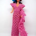 Häkelabendkleid mit Stola für Barbie
