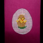 Grußkarte Kreuzstich Küken im Ei